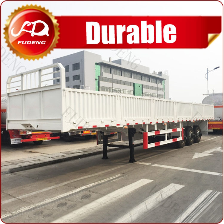 Tri Axle Flat Bed Fence Semi Trailer With Side Wall