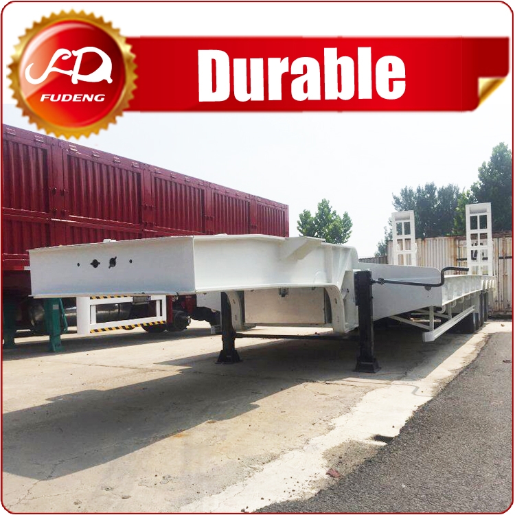 Four Axles Low Flatbed Semi Trailer, Low Loader Truck Trailer For Sale