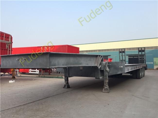 Four Axles Low Flatbed Semi Trailer, Low Loader Truck Trailer For Sale
