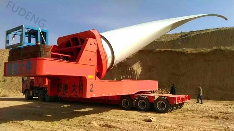 turbine wind blade trailer working
